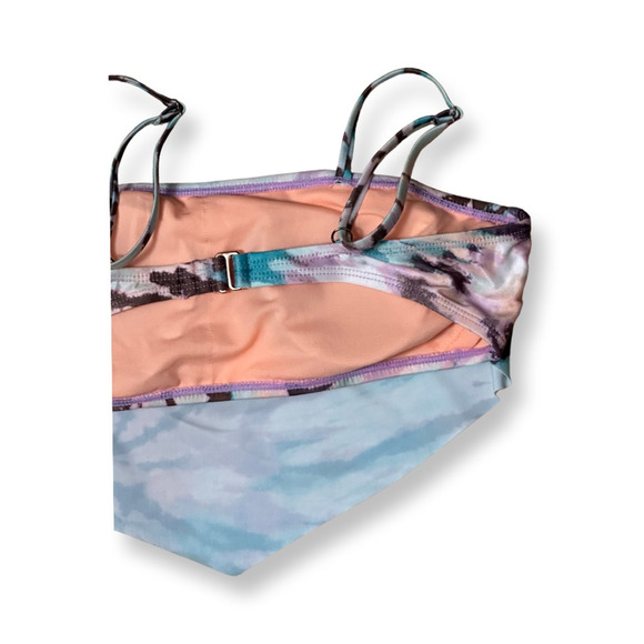 Tankini Swim Top Handkerchief Cut Metallic Abstract Pattern Multicolor Girls 16 - Picture 5 of 7